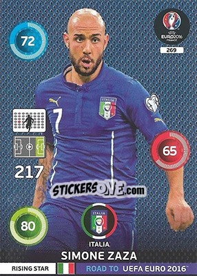 Sticker Simone Zaza - Road to UEFA EURO 2016. Adrenalyn XL n. 269 - Panini