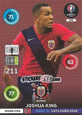 Sticker Joshua King - Road to UEFA EURO 2016. Adrenalyn XL n. 270 - Panini