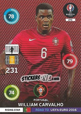 Sticker William Carvalho - Road to UEFA EURO 2016. Adrenalyn XL n. 273 - Panini