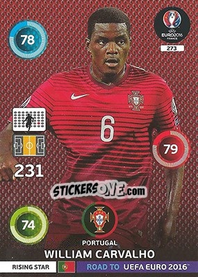 Cromo William Carvalho - Road to UEFA EURO 2016. Adrenalyn XL - Panini