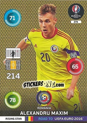 Sticker Alexandru Maxim - Road to UEFA EURO 2016. Adrenalyn XL n. 274 - Panini