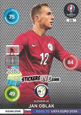 Sticker Jan Oblak - Road to UEFA EURO 2016. Adrenalyn XL n. 276 - Panini