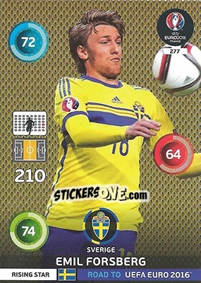 Sticker Emil Forsberg - Road to UEFA EURO 2016. Adrenalyn XL n. 277 - Panini
