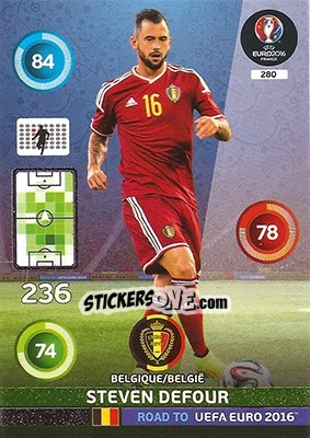 Sticker Steven Defour - Road to UEFA EURO 2016. Adrenalyn XL n. 280 - Panini