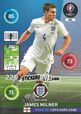 Sticker James Milner - Road to UEFA EURO 2016. Adrenalyn XL n. 282 - Panini
