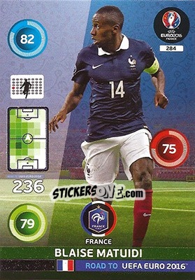Sticker Blaise Matuidi - Road to UEFA EURO 2016. Adrenalyn XL n. 284 - Panini