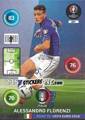 Sticker Alessandro Florenzi - Road to UEFA EURO 2016. Adrenalyn XL n. 287 - Panini