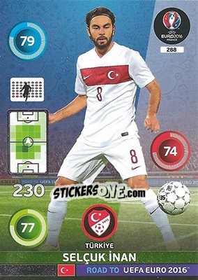 Sticker Selçuk Inan - Road to UEFA EURO 2016. Adrenalyn XL n. 288 - Panini