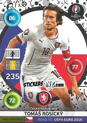 Sticker Tomáš Rosický - Road to UEFA EURO 2016. Adrenalyn XL n. 289 - Panini