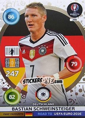 Sticker Bastian Schweinsteiger - Road to UEFA EURO 2016. Adrenalyn XL n. 290 - Panini
