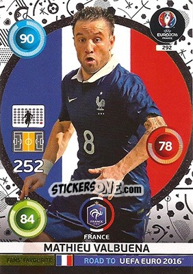 Sticker Mathieu Valbuena - Road to UEFA EURO 2016. Adrenalyn XL - Panini