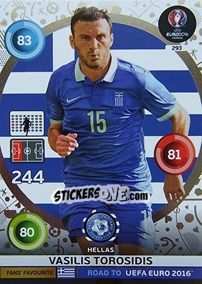 Sticker Vasilis Torosidis - Road to UEFA EURO 2016. Adrenalyn XL n. 293 - Panini