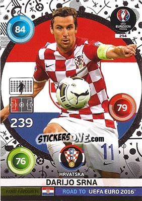 Sticker Darijo Srna - Road to UEFA EURO 2016. Adrenalyn XL n. 294 - Panini