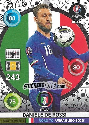 Sticker Daniele De Rossi - Road to UEFA EURO 2016. Adrenalyn XL n. 296 - Panini