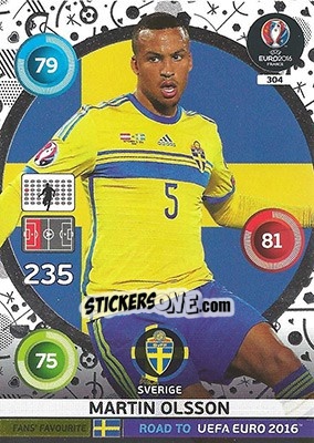 Sticker Martin Olsson - Road to UEFA EURO 2016. Adrenalyn XL n. 304 - Panini