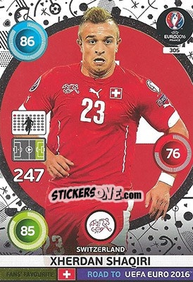 Sticker Xherdan Shaqiri - Road to UEFA EURO 2016. Adrenalyn XL n. 305 - Panini