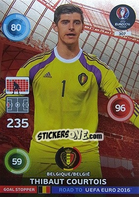 Sticker Thibaut Courtois - Road to UEFA EURO 2016. Adrenalyn XL n. 307 - Panini