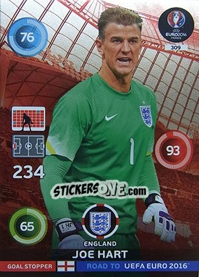 Sticker Joe Hart - Road to UEFA EURO 2016. Adrenalyn XL n. 309 - Panini