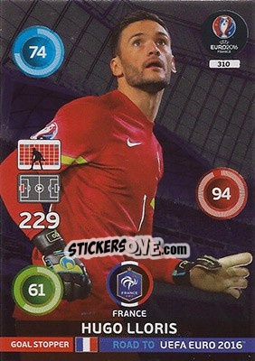 Sticker Hugo Lloris - Road to UEFA EURO 2016. Adrenalyn XL - Panini
