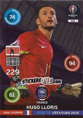 Sticker Hugo Lloris - Road to UEFA EURO 2016. Adrenalyn XL n. 310 - Panini