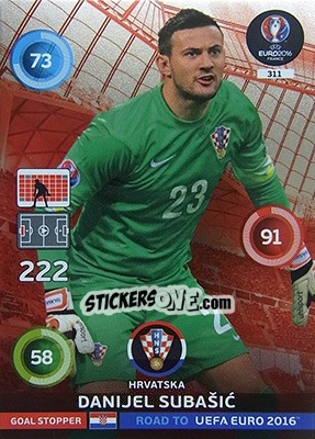 Sticker Danijel Subašic - Road to UEFA EURO 2016. Adrenalyn XL - Panini