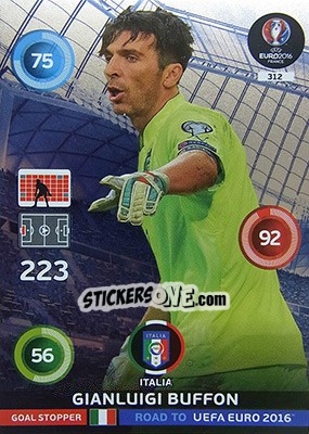 Sticker Gianluigi Buffon - Road to UEFA EURO 2016. Adrenalyn XL n. 312 - Panini