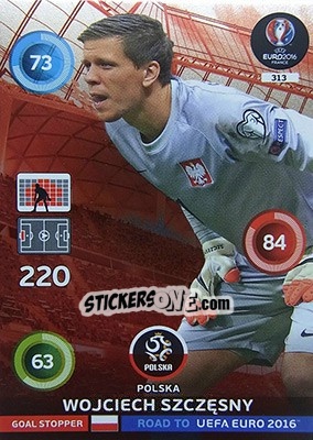 Sticker Wojciech Szczęsny - Road to UEFA EURO 2016. Adrenalyn XL n. 313 - Panini