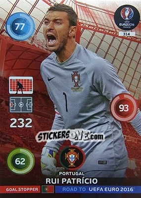 Sticker Rui Patrício - Road to UEFA EURO 2016. Adrenalyn XL n. 314 - Panini