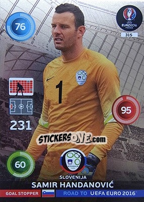 Sticker Samir Handanovic - Road to UEFA EURO 2016. Adrenalyn XL n. 315 - Panini