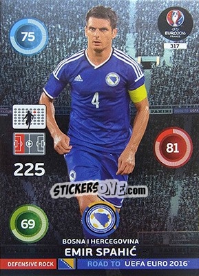 Sticker Emir Spahic - Road to UEFA EURO 2016. Adrenalyn XL n. 317 - Panini