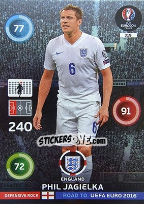 Sticker Phil Jagielka - Road to UEFA EURO 2016. Adrenalyn XL n. 319 - Panini
