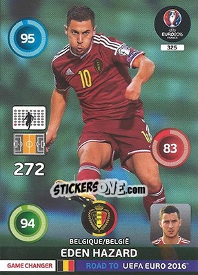 Sticker Eden Hazard - Road to UEFA EURO 2016. Adrenalyn XL n. 325 - Panini