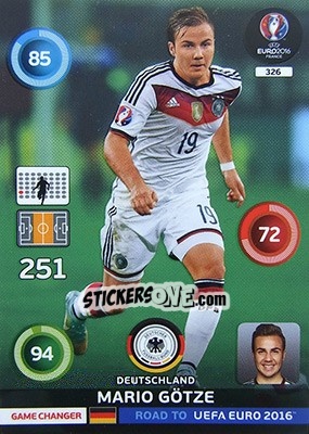 Sticker Mario Götze - Road to UEFA EURO 2016. Adrenalyn XL n. 326 - Panini