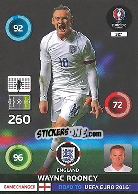 Sticker Wayne Rooney - Road to UEFA EURO 2016. Adrenalyn XL n. 327 - Panini