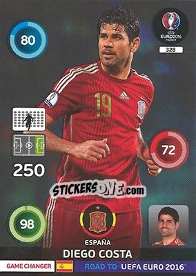 Sticker Diego Costa - Road to UEFA EURO 2016. Adrenalyn XL n. 328 - Panini