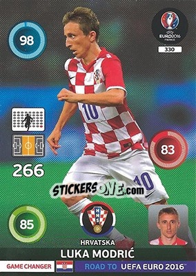 Sticker Luka Modric - Road to UEFA EURO 2016. Adrenalyn XL n. 330 - Panini