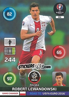 Sticker Robert Lewandowski - Road to UEFA EURO 2016. Adrenalyn XL n. 331 - Panini