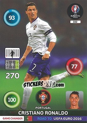 Sticker Cristiano Ronaldo - Road to UEFA EURO 2016. Adrenalyn XL n. 332 - Panini
