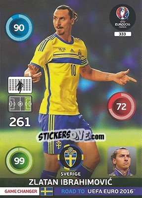 Sticker Zlatan Ibrahimovic - Road to UEFA EURO 2016. Adrenalyn XL n. 333 - Panini