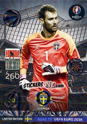 Sticker Andreas Isaksson - Road to UEFA EURO 2016. Adrenalyn XL n. LE-AI - Panini