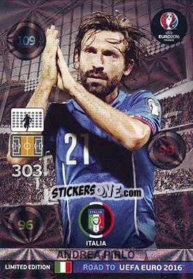 Sticker Andrea Pirlo - Road to UEFA EURO 2016. Adrenalyn XL - Panini