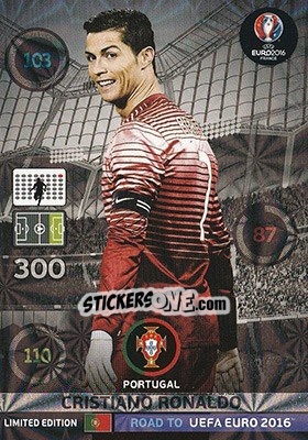 Sticker Cristiano Ronaldo - Road to UEFA EURO 2016. Adrenalyn XL n. LE-CR - Panini