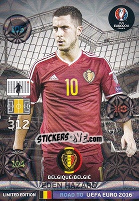 Sticker Eden Hazard - Road to UEFA EURO 2016. Adrenalyn XL n. LE-EH - Panini