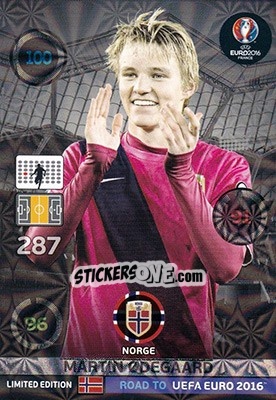 Sticker Martin Ödegaard - Road to UEFA EURO 2016. Adrenalyn XL - Panini