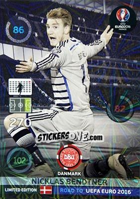 Sticker Nicklas Bendtner - Road to UEFA EURO 2016. Adrenalyn XL n. LE-NB - Panini