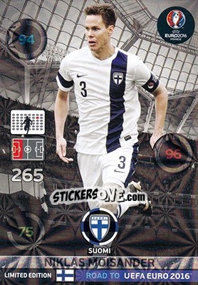 Sticker Niklas Moisander - Road to UEFA EURO 2016. Adrenalyn XL n. LE-NM - Panini
