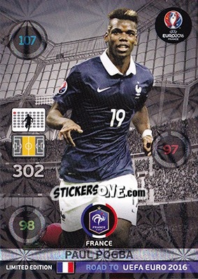 Sticker Paul Pogba - Road to UEFA EURO 2016. Adrenalyn XL n. LE-PP - Panini