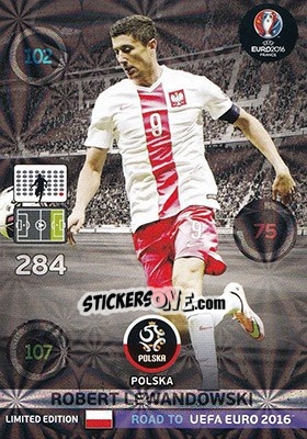 Sticker Robert Lewandowski - Road to UEFA EURO 2016. Adrenalyn XL n. LE-RL - Panini