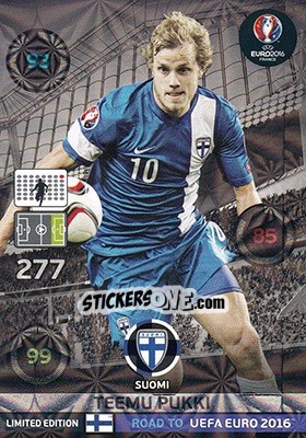 Sticker Teemu Pukki - Road to UEFA EURO 2016. Adrenalyn XL n. LE-TP - Panini