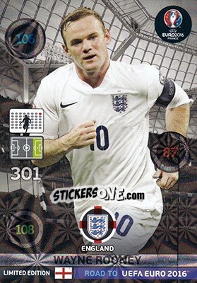 Sticker Wayne Rooney - Road to UEFA EURO 2016. Adrenalyn XL - Panini